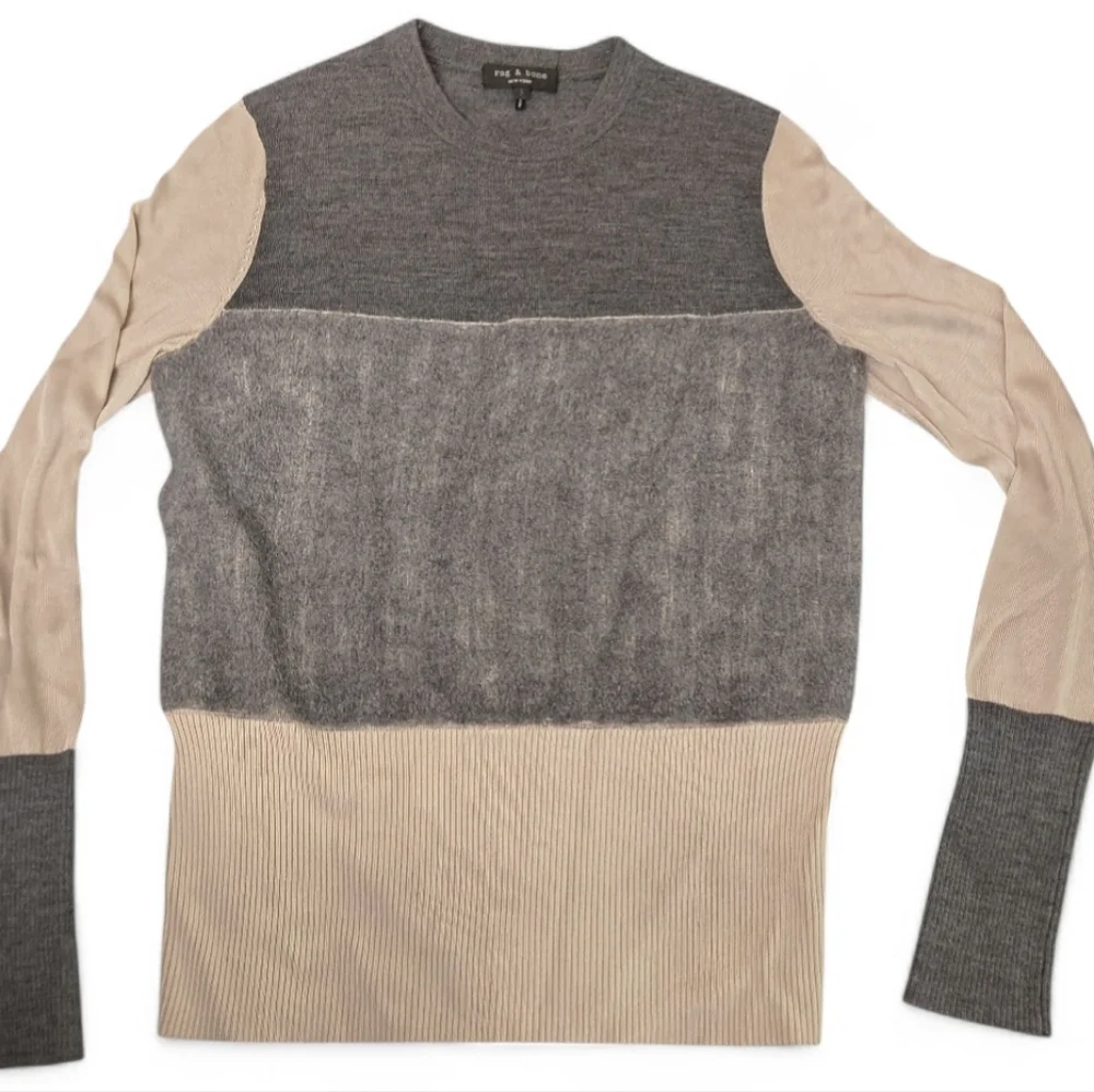 Rag & Bone Women’s Size Small Sweater Preppy Colorblock Crewneck Knit Top - Picture 4 of 9